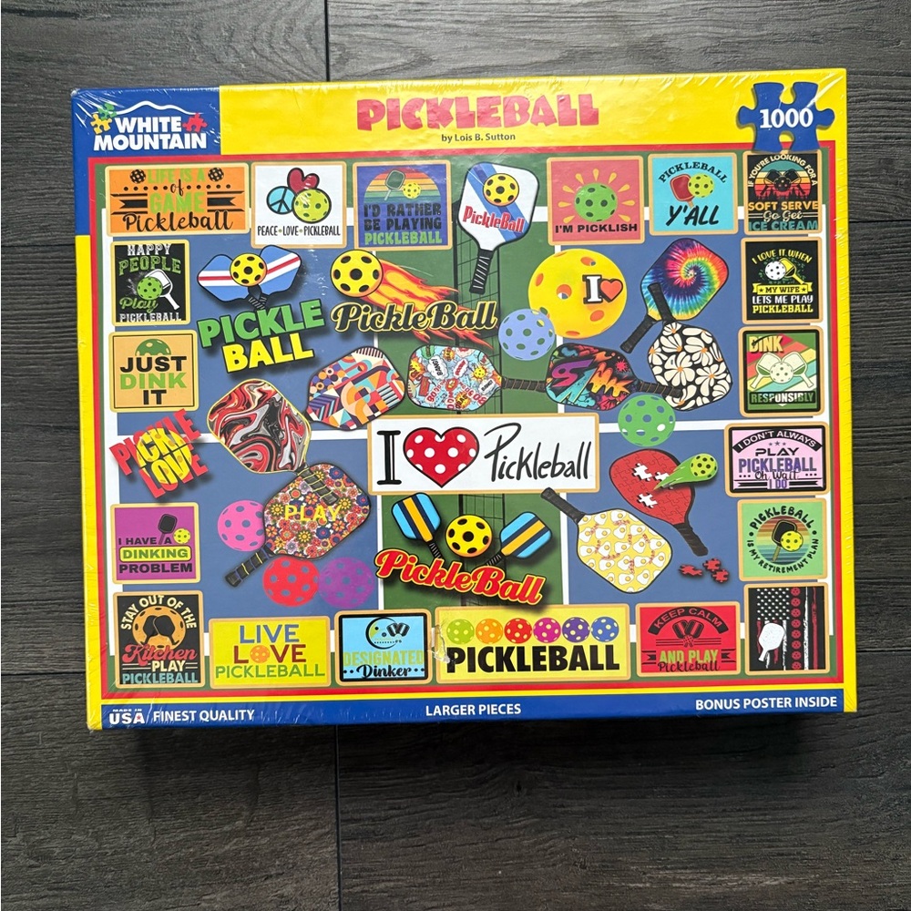 White Mountain Puzzles Pickleball 1000 Piece Puzzle